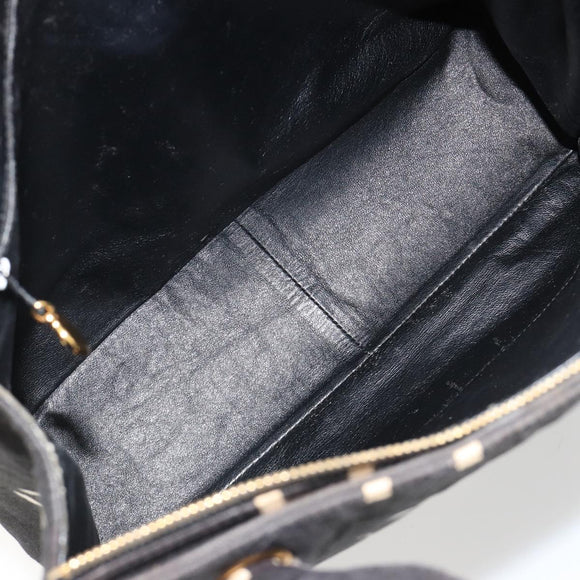 CHANEL Matelasse Hand Bag Canvas Black Gold CC Auth 182910
