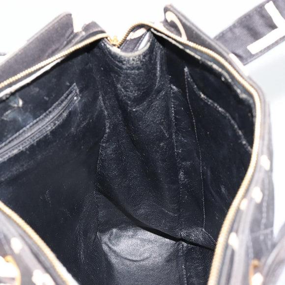 CHANEL Matelasse Hand Bag Canvas Black Gold CC Auth 182910