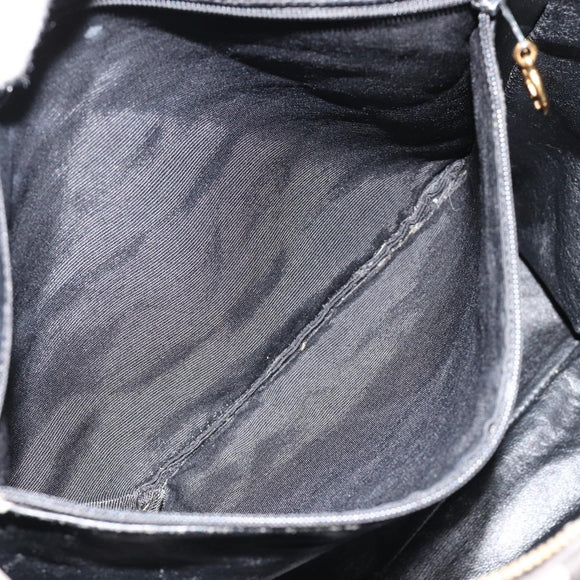 CHANEL Matelasse Hand Bag Canvas Black Gold CC Auth 182910