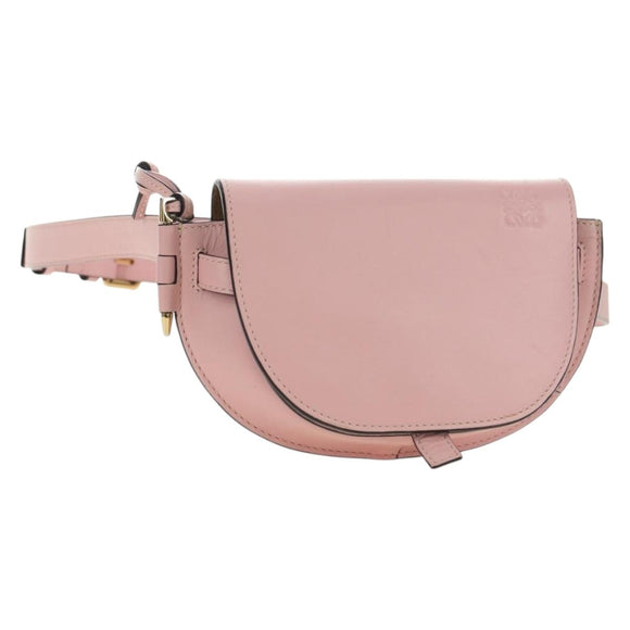 LOEWE Gate Dual Waist bag Leather Pink Gold Auth 182911M