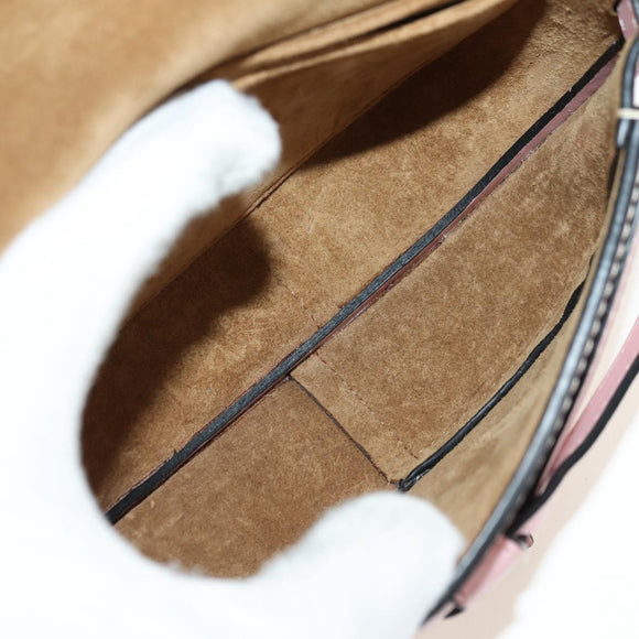 LOEWE Gate Dual Waist bag Leather Pink Gold Auth 182911M