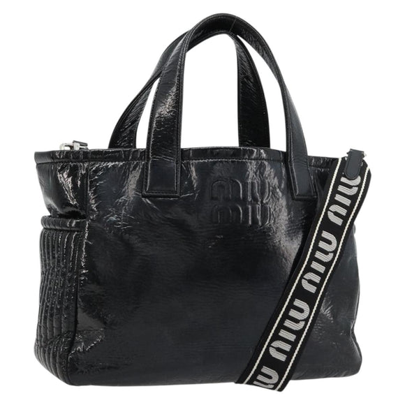 Miu Miu Handtasche Lackleder 2way Schwarz Silber Auth 182913M