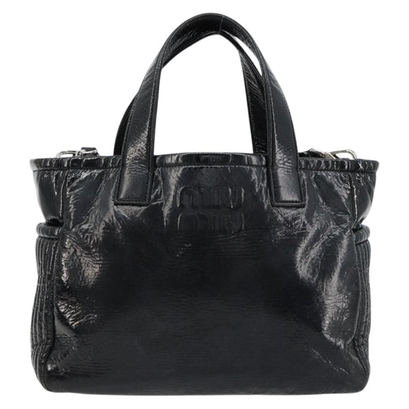 Miu Miu Handtasche Lackleder 2way Schwarz Silber Auth 182913M