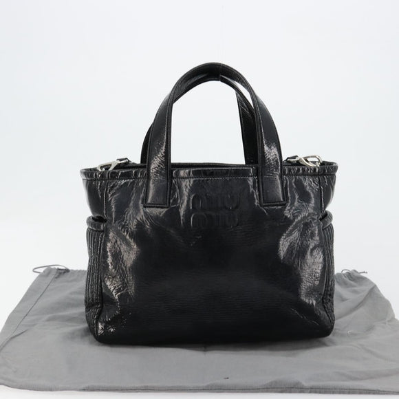 Miu Miu Handtasche Lackleder 2way Schwarz Silber Auth 182913M