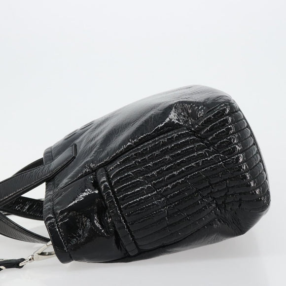 Miu Miu Handtasche Lackleder 2way Schwarz Silber Auth 182913M
