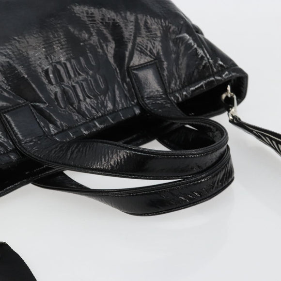 Miu Miu Handtasche Lackleder 2way Schwarz Silber Auth 182913M