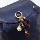 LOEWE Chain Hand Bag Leather Purple Gold Auth 182917A-18