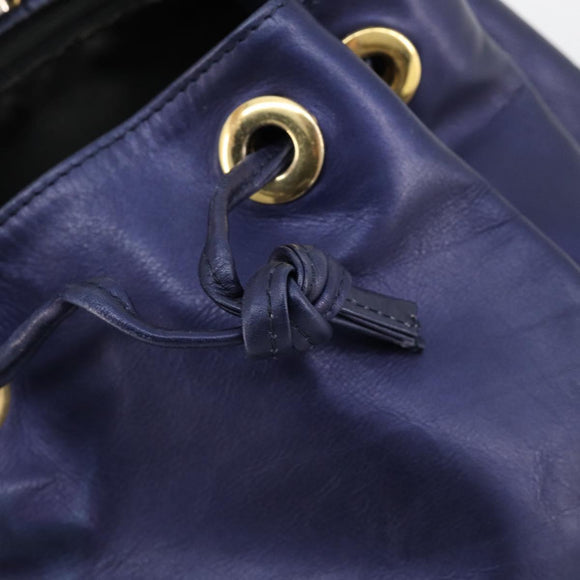 LOEWE Chain Hand Bag Leather Purple Gold Auth 182917A