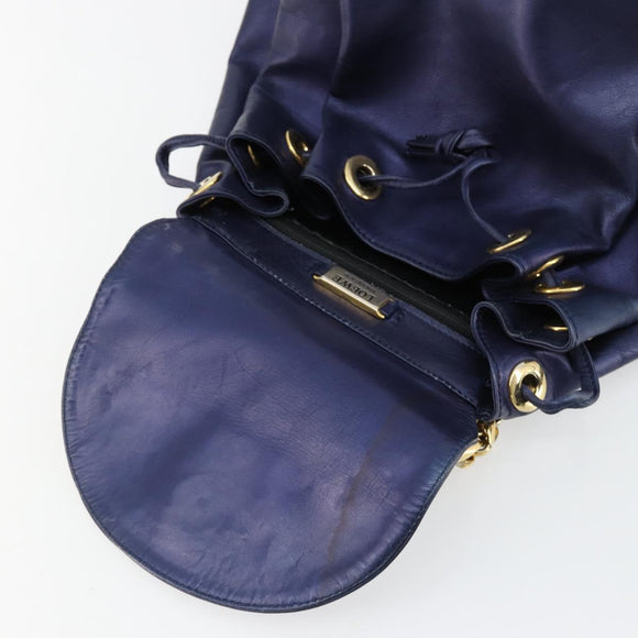 LOEWE Chain Hand Bag Leather Purple Gold Auth 182917A