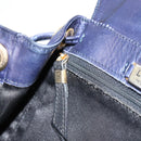 LOEWE Chain Hand Bag Leather Purple Gold Auth 182917A-22