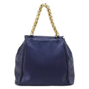 LOEWE Chain Hand Bag Leather Purple Gold Auth 182917A-2