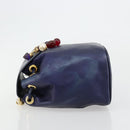 LOEWE Chain Hand Bag Leather Purple Gold Auth 182917A-4