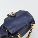 LOEWE Chain Hand Bag Leather Purple Gold Auth 182917A-6
