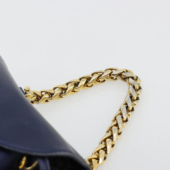 LOEWE Chain Hand Bag Leather Purple Gold Auth 182917A