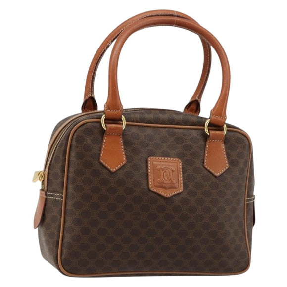 CELINE Macadam Canvas Hand Bag PVC Leather Brown Gold Auth 182920A