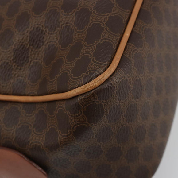 CELINE Macadam Canvas Hand Bag PVC Leather Brown Gold Auth 182920A