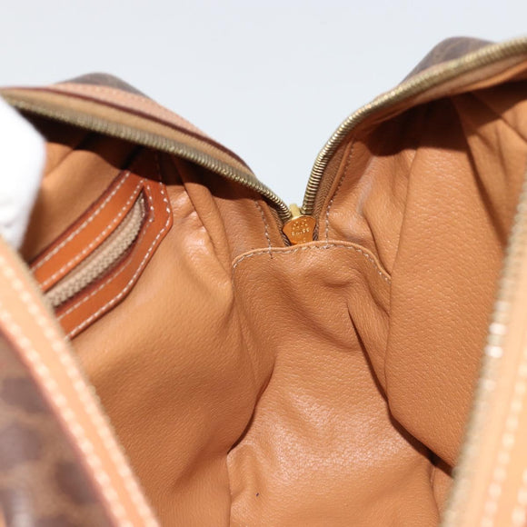 CELINE Macadam Canvas Hand Bag PVC Leather Brown Gold Auth 182920A