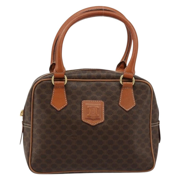 CELINE Macadam Canvas Hand Bag PVC Leather Brown Gold Auth 182920A