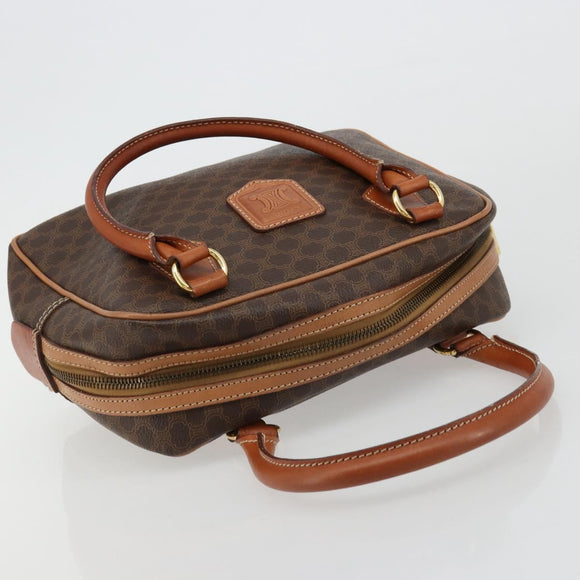 CELINE Macadam Canvas Hand Bag PVC Leather Brown Gold Auth 182920A