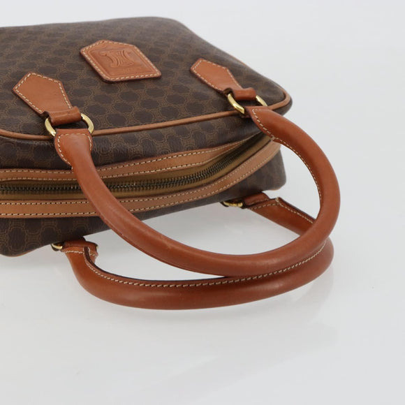CELINE Macadam Canvas Hand Bag PVC Leather Brown Gold Auth 182920A