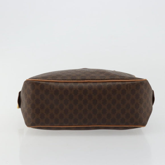 CELINE Macadam Canvas Hand Bag PVC Leather Brown Gold Auth 182920A