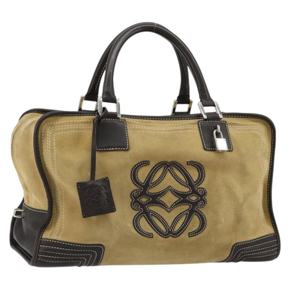 LOEWE Anagram Amazona 36 Handtasche Wildleder Beige Gold Original 182921A