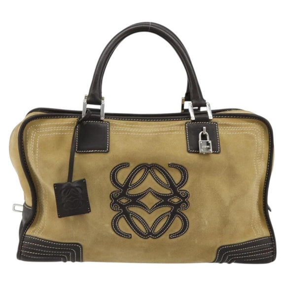 LOEWE Anagram Amazona 36 Handtasche Wildleder Beige Gold Original 182921A