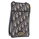 Christian Dior Trotter Canvas Montaigne Shoulder Bag Navy Gold Auth 182923A-1