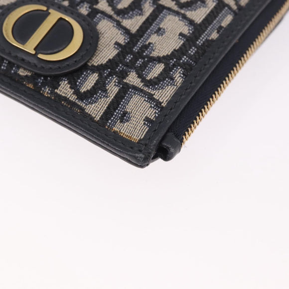 Christian Dior Trotter Canvas Montaigne Shoulder Bag Navy Gold Auth 182923A