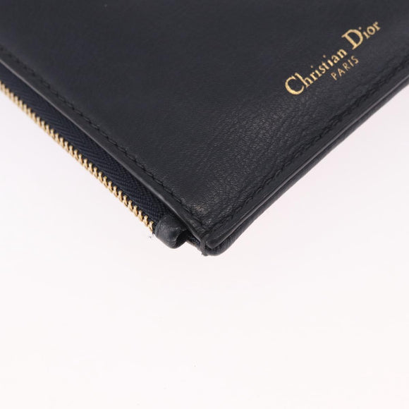 Christian Dior Trotter Canvas Montaigne Shoulder Bag Navy Gold Auth 182923A