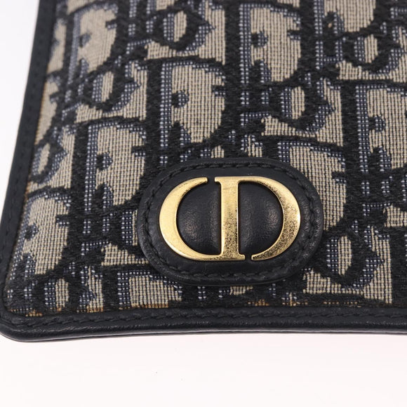 Christian Dior Trotter Canvas Montaigne Shoulder Bag Navy Gold Auth 182923A