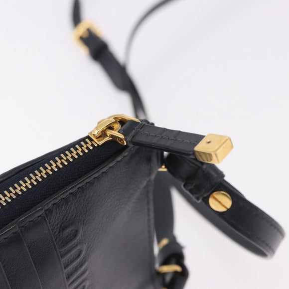 Christian Dior Trotter Canvas Montaigne Shoulder Bag Navy Gold Auth 182923A