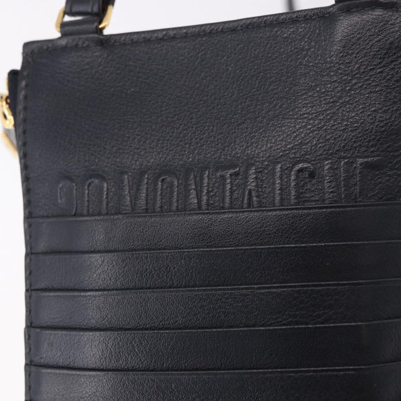 Christian Dior Trotter Canvas Montaigne Shoulder Bag Navy Gold Auth 182923A