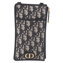 Christian Dior Trotter Canvas Montaigne Shoulder Bag Navy Gold Auth 182923A-2