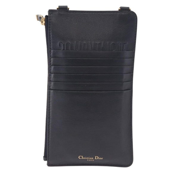 Christian Dior Trotter Canvas Montaigne Shoulder Bag Navy Gold Auth 182923A