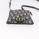 Christian Dior Trotter Canvas Montaigne Shoulder Bag Navy Gold Auth 182923A-9
