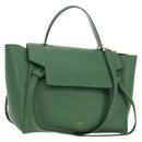 CELINE Mini Belt Hand Bag Leather 2way Green Gold Auth 182924M-1