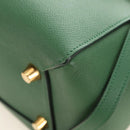 CELINE Mini Belt Hand Bag Leather 2way Green Gold Auth 182924M-13