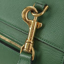 CELINE Mini Belt Hand Bag Leather 2way Green Gold Auth 182924M-17