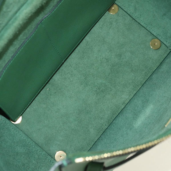 CELINE Mini Belt Hand Bag Leather 2way Green Gold Auth 182924M