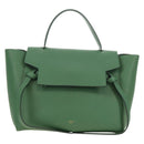 CELINE Mini Belt Hand Bag Leather 2way Green Gold Auth 182924M-2