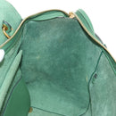 CELINE Mini Belt Hand Bag Leather 2way Green Gold Auth 182924M-20