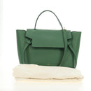 CELINE Mini Belt Hand Bag Leather 2way Green Gold Auth 182924M-26