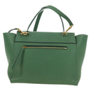 CELINE Mini Belt Hand Bag Leather 2way Green Gold Auth 182924M-3
