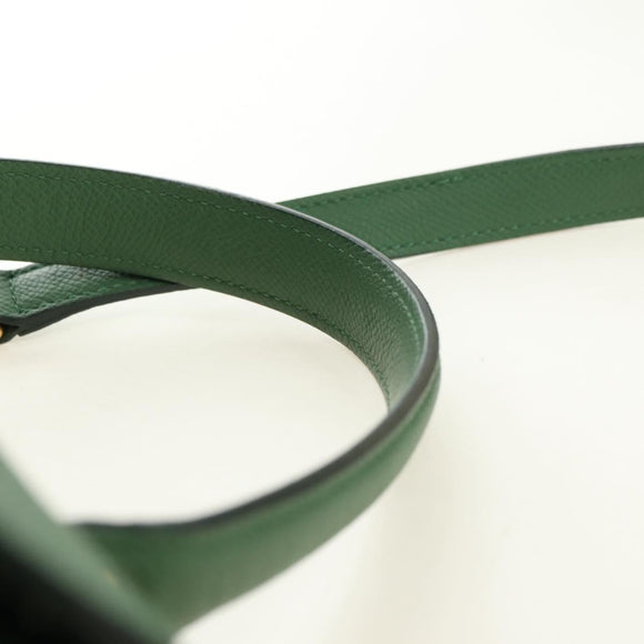 CELINE Mini Belt Hand Bag Leather 2way Green Gold Auth 182924M