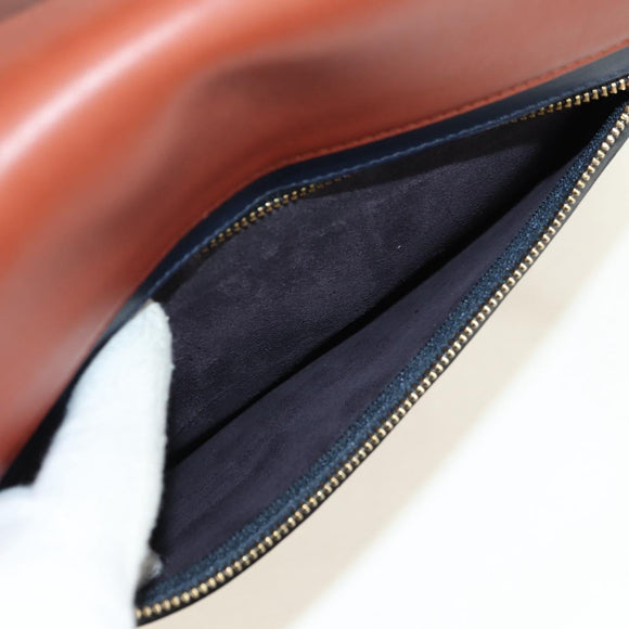 CELINE Belt bag Hand Bag Leather Navy Gold Auth 182925M