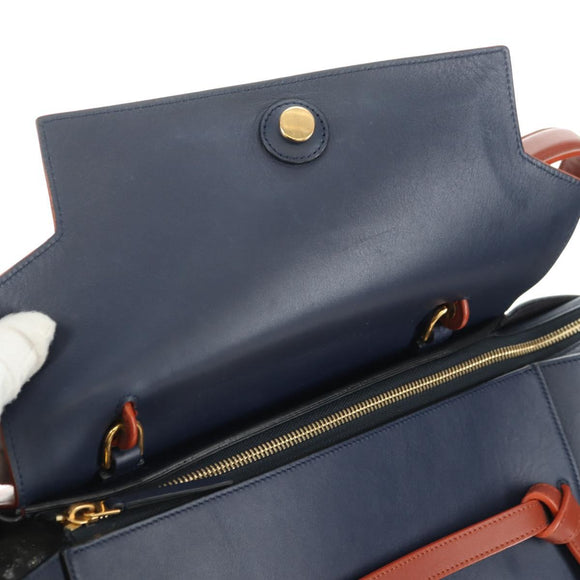 CELINE Belt bag Hand Bag Leather Navy Gold Auth 182925M