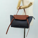 CELINE Belt bag Hand Bag Leather Navy Gold Auth 182925M-26
