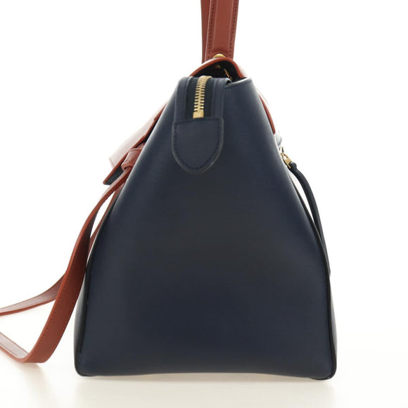 CELINE Belt bag Hand Bag Leather Navy Gold Auth 182925M