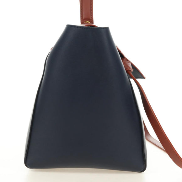 CELINE Belt bag Hand Bag Leather Navy Gold Auth 182925M